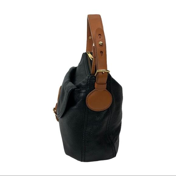 Lauren by Ralph Lauren "Asher" Hobo Black Tumbled Leather Shoulder Bag - Picture 3 of 14